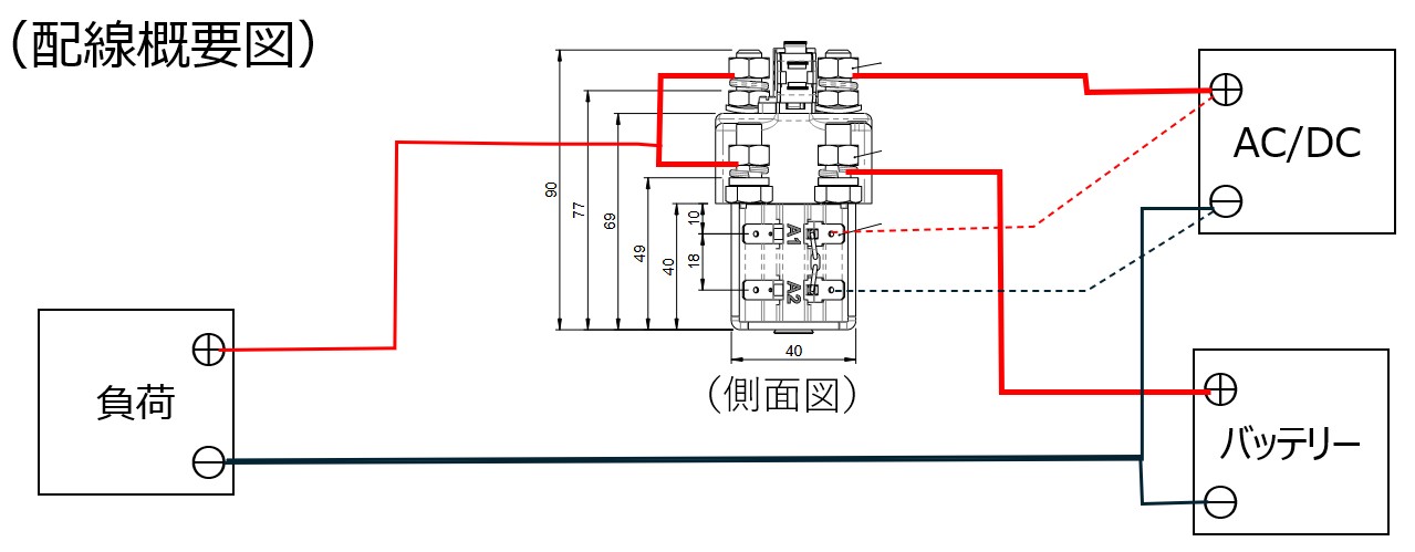 大電流DCリレー 配線概要図