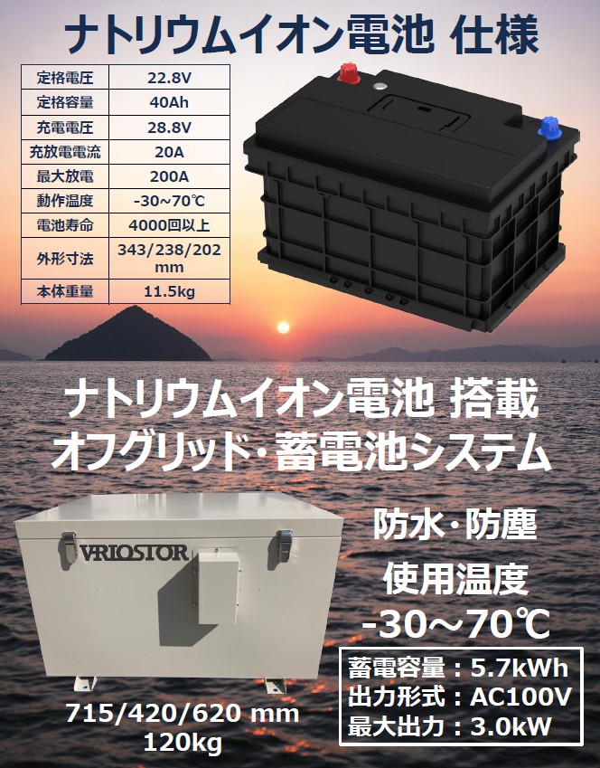 ナトリウムイオン電池 仕様